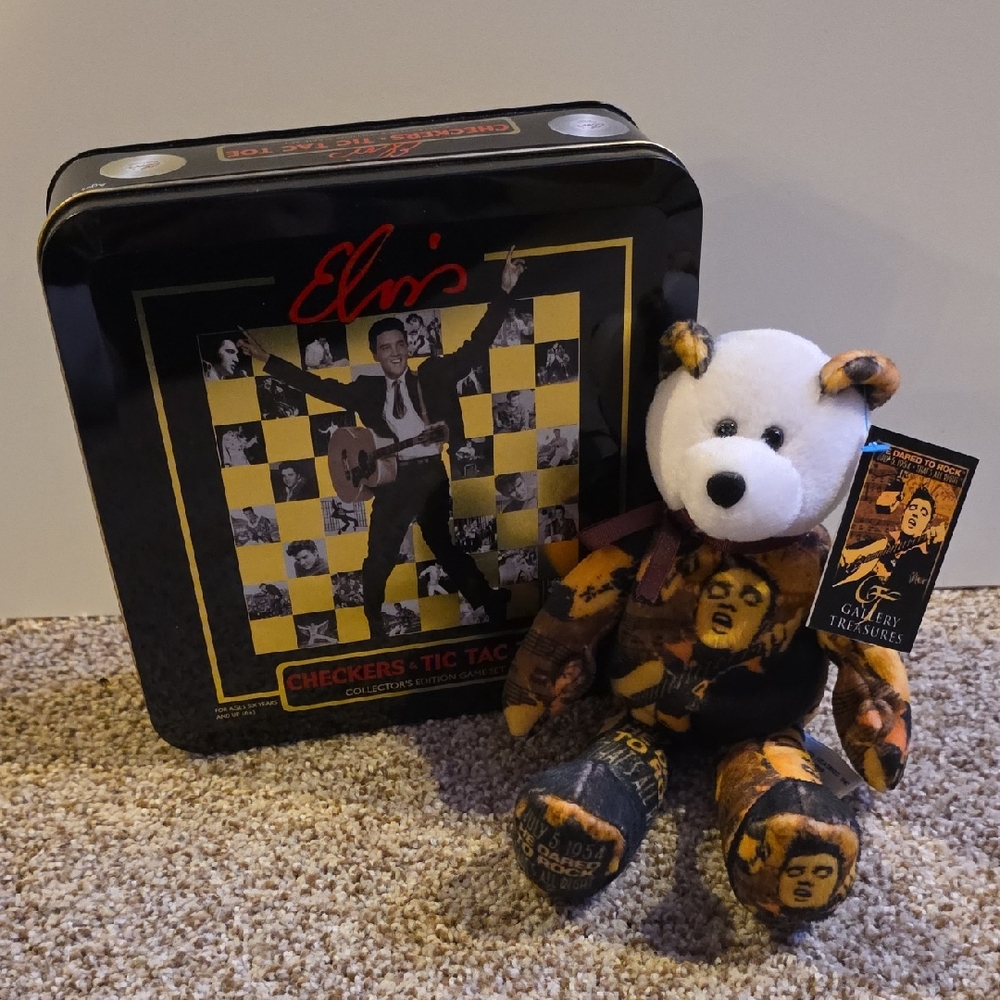 Elvis Presley Collector Set -  Checkers and Tic Tac Toe Game with Bear